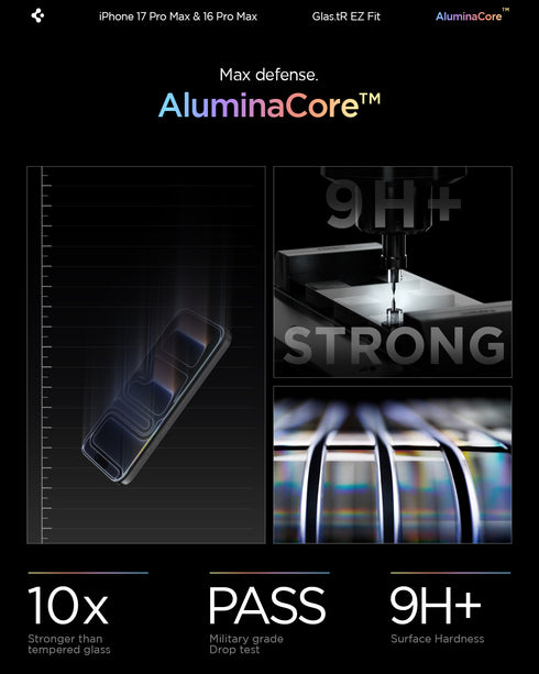 מגן מסך ל-iPhone 17 Pro Max מבית Spigen – GLAS.tR EZ Fit (2 יחידות)